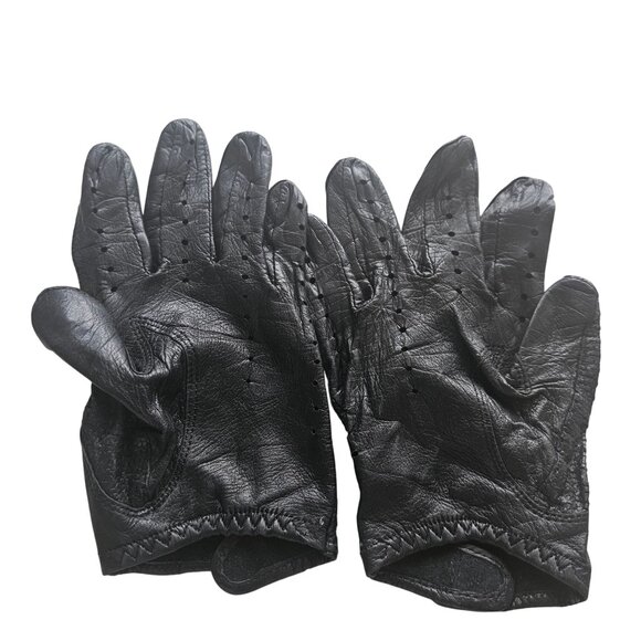 Danier Black Genuine Leather Driving Gloves With Cut-Out Design Sz S - Picture 4 of 7